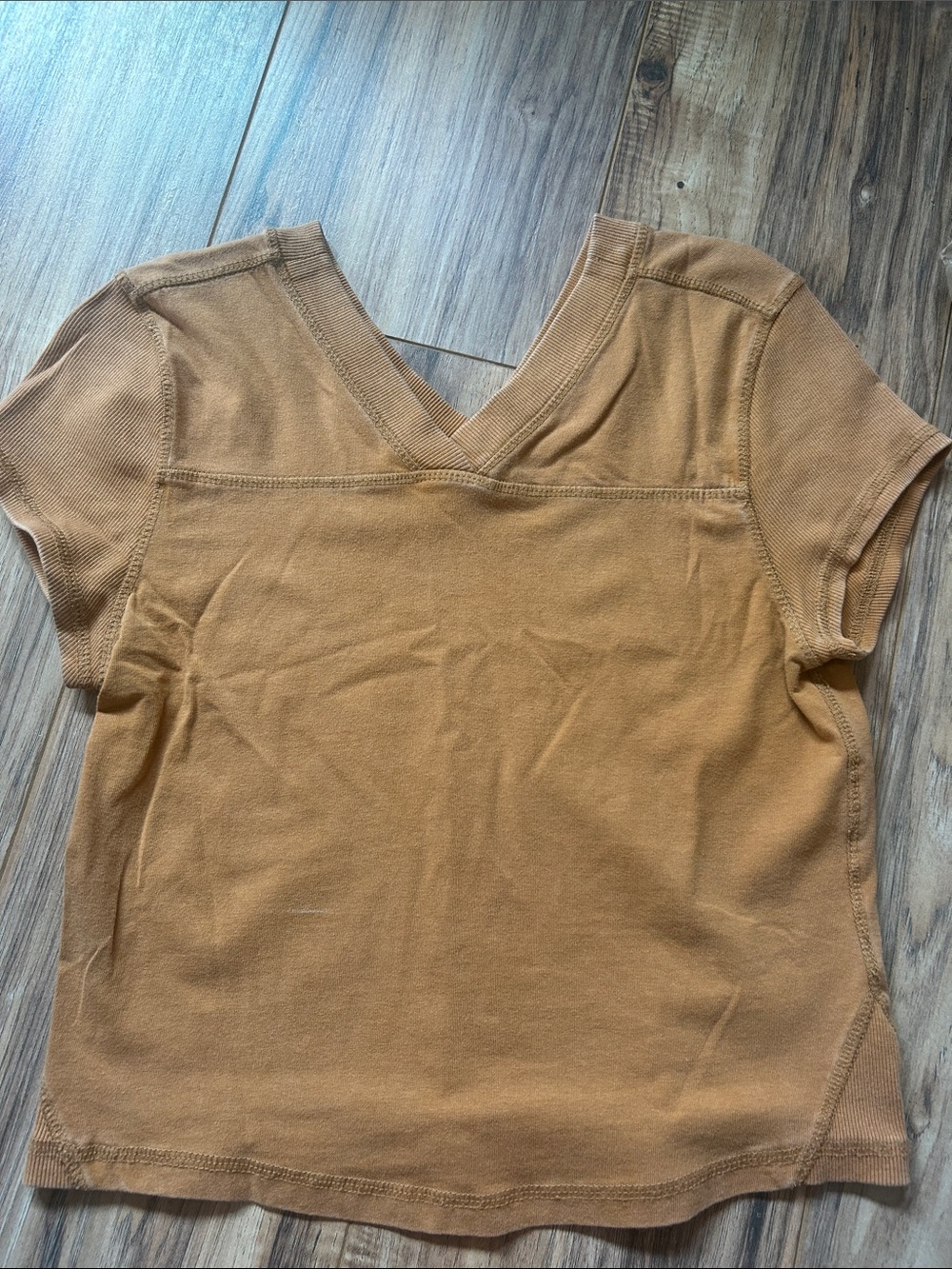 FP Movement by Free People Short Sleeve V-Neck Top in Camel